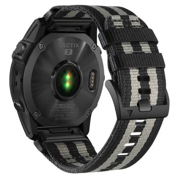 22mm Canvas Nylonband Garmin Fenix 8 47mm / Fenix E 47mm / Quatix 7 Pro Quick Release Universal Uhrenarmband - Schwarz / Grau