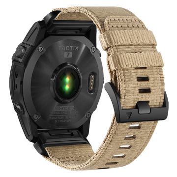 22mm Segeltuch-Nylonband Garmin Fenix 8 47mm / Fenix E 47mm / Quatix 7 Pro Quick Release Universal armband - Khaki