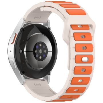 Silicone Strap Samsung Galaxy Watch7 44mm 40mm / Watch6 44mm 40mm / Watch6 Classic 47mm 43mm Universal 20mm Dual Color Watch Band - Starlight+Orange