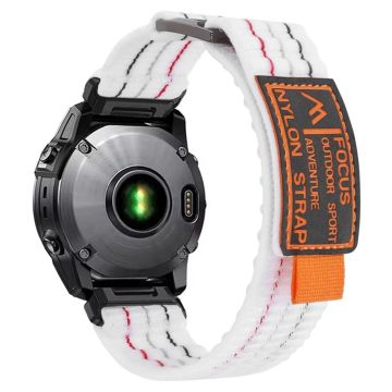 Garmin Fenix 7 / Fenix 7 Pro Nylon Sport Band QuickFit 22mm Adjustable Replacement Strap - White