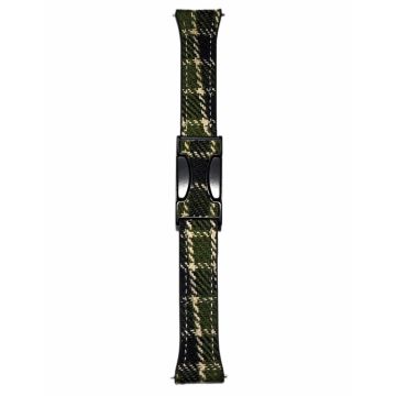 Huawei Watch GT 3 Pro 43mm / GT 3 42mm Universal 20mm Magnetic Buckle Plaid Texture Wool Watch Strap - Blackish Green