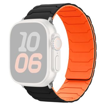 Silikonband Apple Watch Series 10 46mm Magnetisches Band - Schwarz+Orange