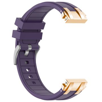 Samsung Galaxy Watch4 40mm / 44mm / Huawei Watch GT 3 Pro 43mm Watch Band 20mm Royal Oak Style Silicone Strap Gold Metal Buckle - Purple