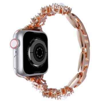 Watch Band Apple Watch Series 10 42mm Metal Sparkling Pearl Bracelet Strap - Rose Gold