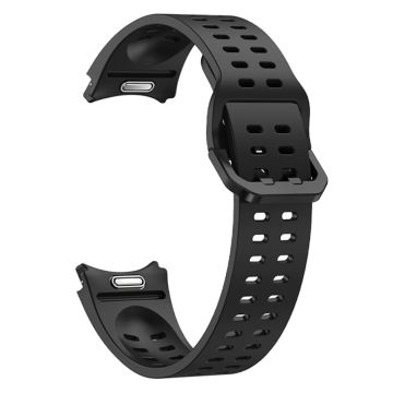 Samsung Galaxy Watch7 / Watch6 / Watch 5 44mm 40mm Silicone Watch Band Double Hole Button Strap - Black