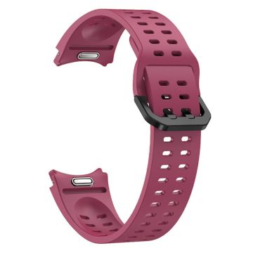 Samsung Galaxy Watch7 / Watch6 / Watch 5 44mm 40mm Silicone Watch Band Double Hole Button Strap - Wine Red