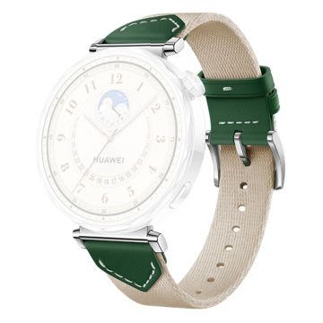 18MM Leather Nylon Strap Huawei Watch GT 5 Pro 42m / GT 5 41mm / GT 4 41mm / GT 3 42mm Women Composite Woven Watch Band - Green