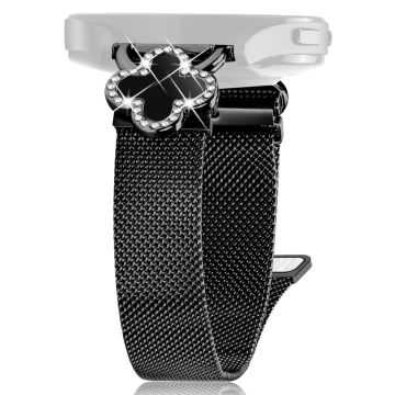 Misfit Vapor Milanese Band Electroplated Stainless Steel Watch Strap with Clover Connector, Size: S - Black / Black Shell