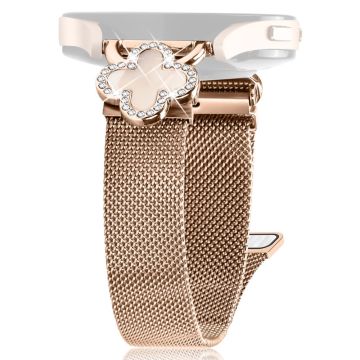 Misfit Vapor Milanese Band Clover Decor Electroplated Stainless Steel Strap, Size: L - Rose Gold  /  Colored