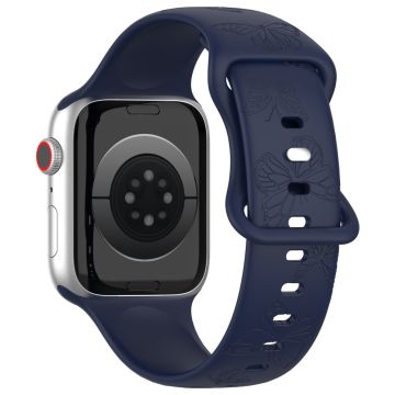 KALEBOL Schmetterlingsaufdruck Uhrenarmband Apple Watch Series 10 46mm Silikonband - Dunkelblau