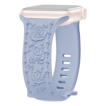 KALEBOL Rose Embossed armband Apple Watch Series 10 46mm Silikonband - Baby Blau