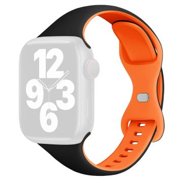 KALEBOL Silikonband Apple Watch Series 10 46mm Butterfly Schnallenband - Schwarz + Orange