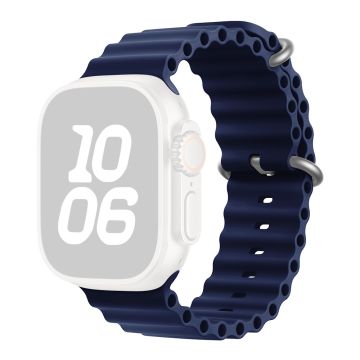 KALEBOL Ocean Silikonband Apple Watch Series 10 46mm Atmungsaktives weiches Uhrenarmband - Mitternachtsblau