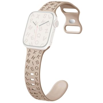 KALEBOL Silikonband Apple Watch Series 10 46mm Alphabet Muster Uhrenarmband - Milchtee