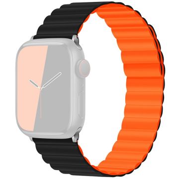 KALEBOL Magnetisches Uhrenarmband Apple Watch Series 10 46mm Silikonarmband - Schwarz Orange
