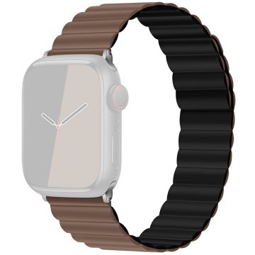 KALEBOL Magnetisches Uhrenarmband Apple Watch Series 10 46mm Silikonarmband - Kaffee Schwarz