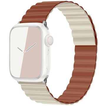 KALEBOL Magnetisches Uhrenarmband Apple Watch Series 10 46mm Silikonarmband - Kaffee Beige