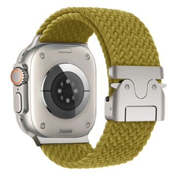 Flechtband Apple Watch Series 10 42mm Uhrenarmband 24mm Fallschirmschnalle - Gelbgrün