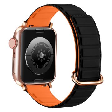 Silikonarmband Apple Watch Series 10 42mm Magnetische Umkehrschnalle Uhrenarmband - Schwarz+Orange