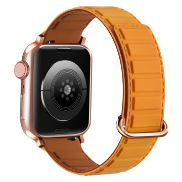 Silikonarmband Apple Watch Series 10 42mm Magnetische Umkehrschnalle Uhrenarmband - Gelb+Braun