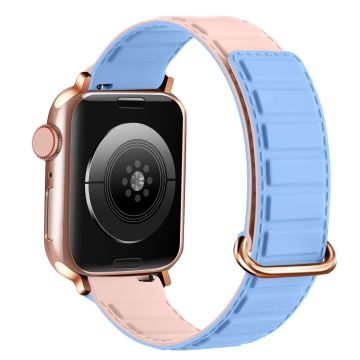 Silikonband Apple Watch Series 10 42mm Magnetische Umkehrschnalle Uhrenarmband - Blau+Pink