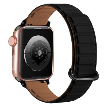 Silikonarmband Apple Watch Series 10 46mm Magnetschnalle Uhrenarmband - Schwarz+Braun