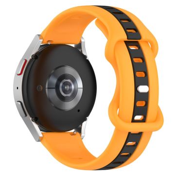 KALEBOL 20mm zweifarbiges Silikonarmband Samsung Galaxy Watch6 Classic 47mm / 43mm / Huawei Watch GT 3 Pro 43mm Uhrenarmband - Gelb+Schwarz