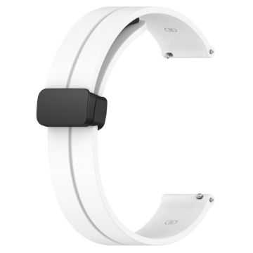 KALEBOL 20mm Magnetisches Schnallenarmband Samsung Galaxy Watch6 Classic 47mm / 43mm / Huawei Watch GT 3 Pro 43mm Silikonarmband - Weiß