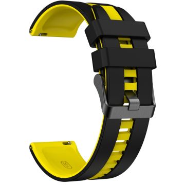 KALEBOL 20mm zweifarbiges Silikonarmband Samsung Galaxy Watch6 Classic 47mm / 43mm / Huawei Watch GT 3 Pro 43mm Uhrenarmband - Schwarz+Gelb