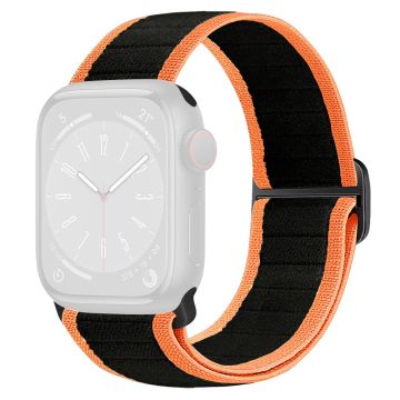 Uhrenarmband Apple Watch Series 10 42mm Elastisches Nylon Figure-8 Schnallenarmband - Schwarz Orange