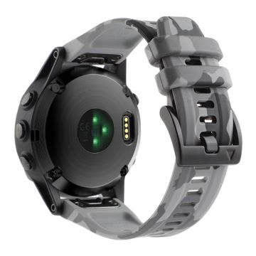 Silikon Tarnmuster Uhrenarmband für Garmin Fenix 7/6 - Camouflage Grau