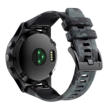 Silikon Tarnmuster Uhrenarmband für Garmin Fenix 7/6 - Camouflage Schwarz