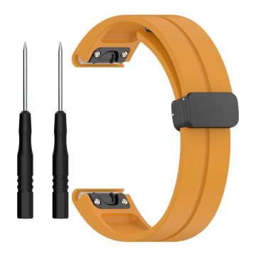 Garmin Fenix 7 / Forerunner 965 / 955 / 945 / 935 Silikonband mit schwarzer Schnalle 22mm Uhrenarmband - Dunkelgelb