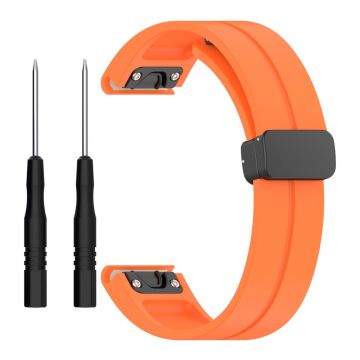 Garmin Fenix 7 / Forerunner 965 / 955 / 945 / 935 Silikonband mit schwarzer Schnalle 22mm Uhrenarmband - Orange