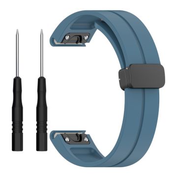 Garmin Fenix 7 / Forerunner 965 / 955 / 945 / 935 Silikonband mit schwarzer Schnalle 22mm Uhrenarmband - Blau