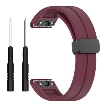 Garmin Fenix 7 / Forerunner 965 / 955 / 945 / 935 Silikonband mit schwarzer Schnalle 22mm Uhrenarmband - Weinrot