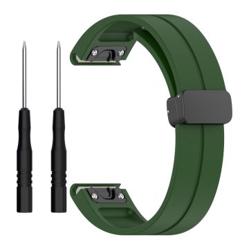 Garmin Fenix 7 / Forerunner 965 / 955 / 945 / 935 Silikonband mit schwarzer Schnalle 22mm Uhrenarmband - Army Green