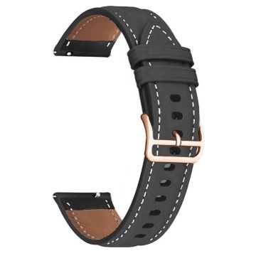 Garmin vivoactive 5 / Venu 2 Plus / Venu Sq Veganes Leder Uhrenarmband Goldschnalle 20mm Uhrenarmband - Schwarz