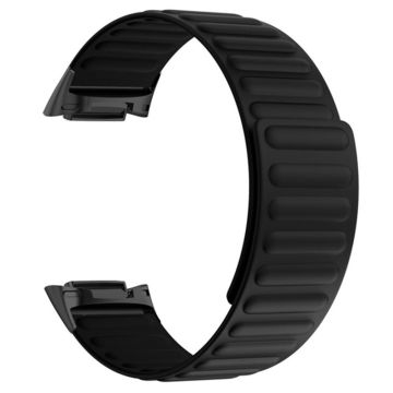 Fitbit Charge 6 / 5 Magnetisches Uhrenarmband Silikon Verstellbares Armband - Schwarz