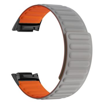 Fitbit Charge 6 / 5 Magnetisches Uhrenarmband Silikon Verstellbares Armband - Grau+Orange