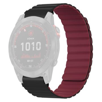 Huami Amazfit Falcon / Garmin Fenix 7 / 6 / 5 Magnetisches Uhrenarmband Flexibles Ersatzarmband mit 22mm stoßfestem Anschluss - Schwarz+Weinrot