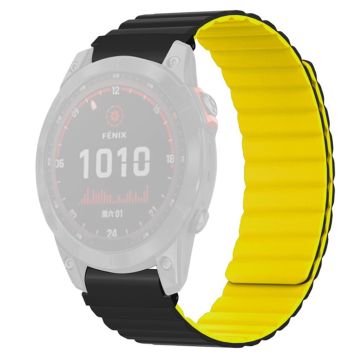 Huami Amazfit Falcon / Garmin Fenix 7 / 6 / 5 Magnetisches Uhrenarmband Flexibles Ersatzarmband mit 22mm stoßfestem Anschluss - Schwarz+Gelb