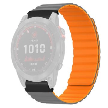 Huami Amazfit Falcon / Garmin Fenix 7 / 6 / 5 Magnetisches Uhrenarmband Flexibles Ersatzarmband mit 22mm stoßfestem Anschluss - Grau+Orange