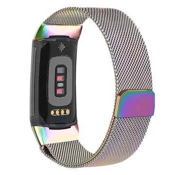 KALEBOL Series Fitbit Charge 6 / 5 Uhrenarmband Edelstahl Milanese-Armband - Multi-Color