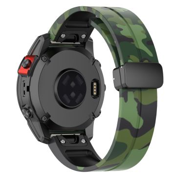 Garmin 22mm Quickfit Uhrenarmband Schwarze Schnalle Camouflage-Armband - Camo Grün