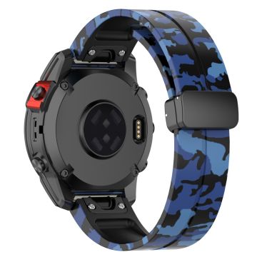 Garmin 22mm Quickfit Uhrenarmband Schwarze Schnalle Camouflage-Armband - Camo Blau