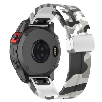 Garmin 22mm Quickfit Uhrenarmband Silber Schnalle Flexibles Band - Camo Weiß