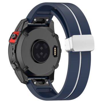 Garmin 22mm Quickfit armband Dual Color Armband mit silberner Schnalle - Mitternachtsblau+Weiß