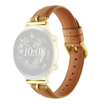 20mm Universal Smart armband Echtes Rindslederband Ersatz - Khaki+Gold Schnalle Schnalle