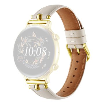 20mm Universal Smart armband Echtes Rindslederband Ersatz - Weiß+Gold Schnalle Schnalle